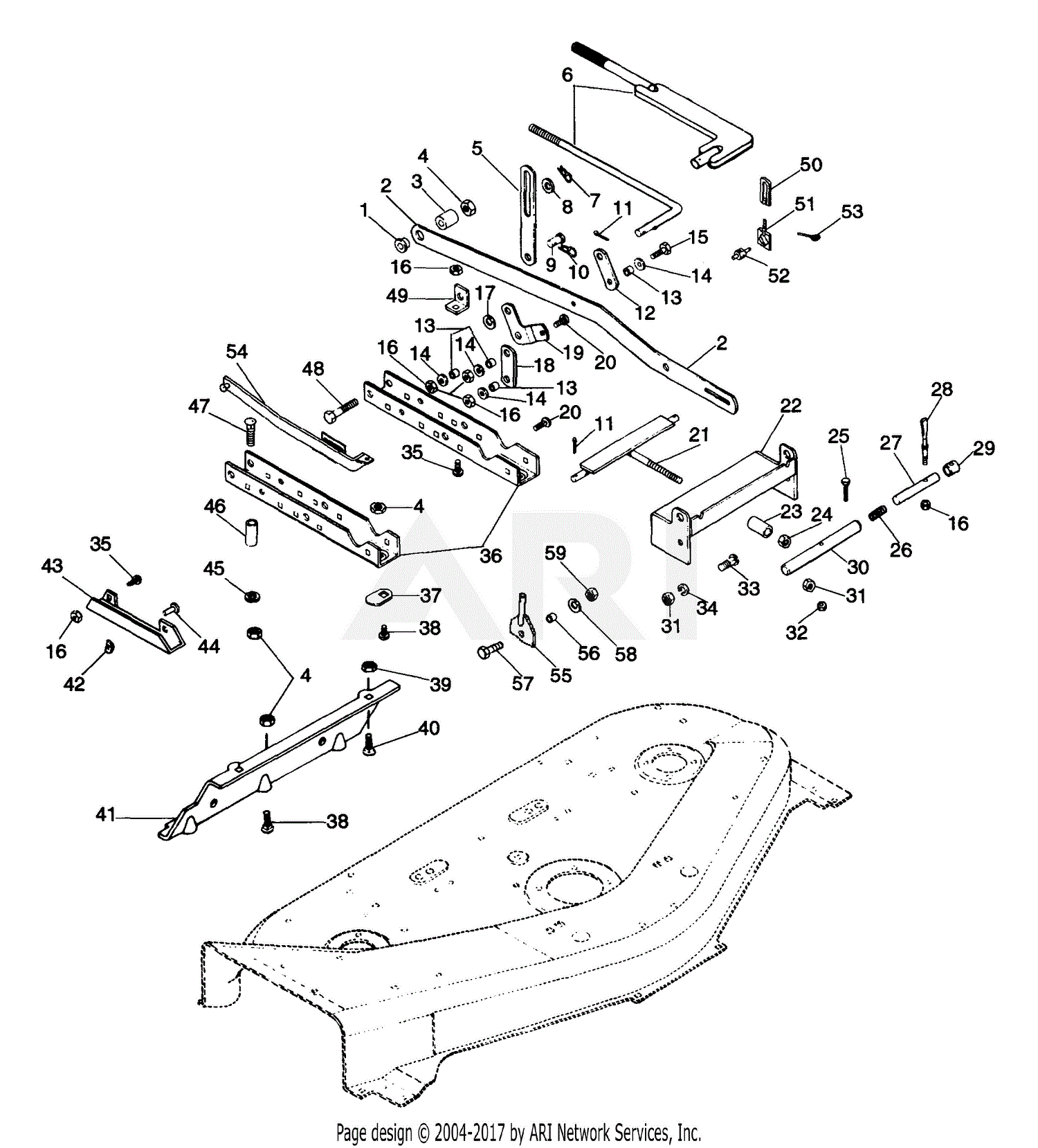 Ariens 834016 (000101 - ) 48" Mower Deck Parts Diagram for Mower Hanger
