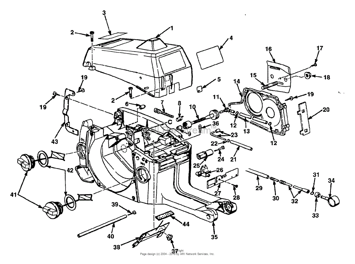 Homelite 290 Chain Saw UT-10661 Parts Diagram for Fuel & Oil, Tank ...