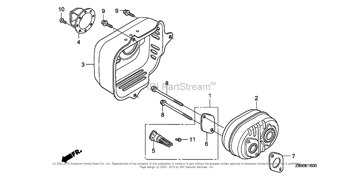 Honda engine muffler relocater #1