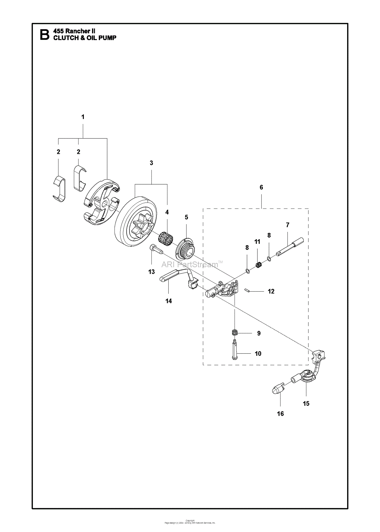 Husqvarna 455 RANCHER II (201206) Parts Diagram for CLUTCH OIL PUMP